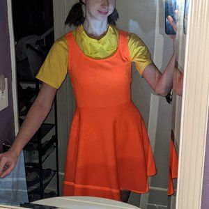 Pull&Bear Neon Orange Sleeveless Skater Dress with Criss Cross Back